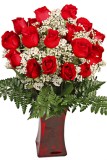 Valentine's Arrangement Everlasting Love 24 Beautiful Roses & Greens & Fillers with Vase